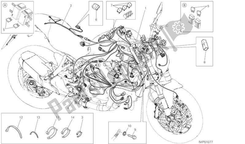 Toutes les pièces pour le Faisceau De Câblage du Ducati Monster 821 Stealth Thailand 2019